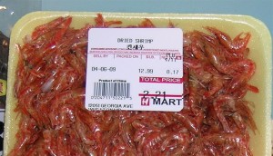 Package of dried shrimp.